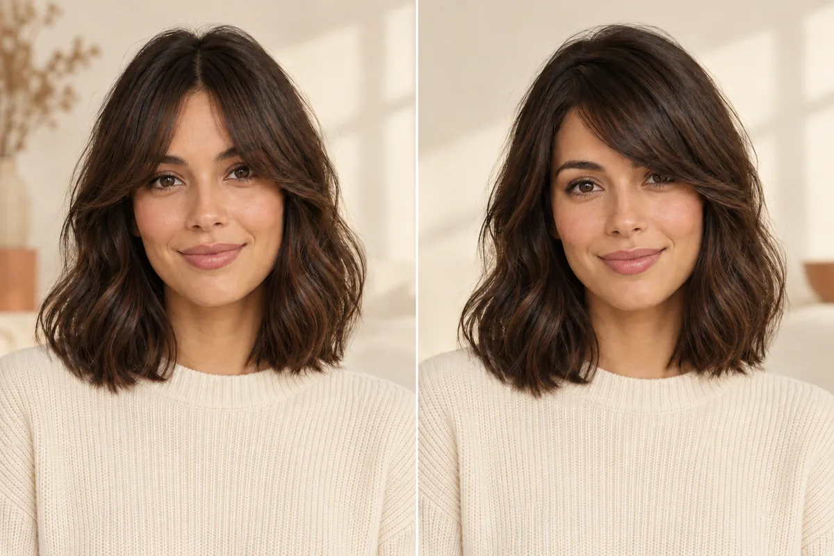 AI-generated editorial illustration. Editorial fringe comparison in opaque high-neck tops