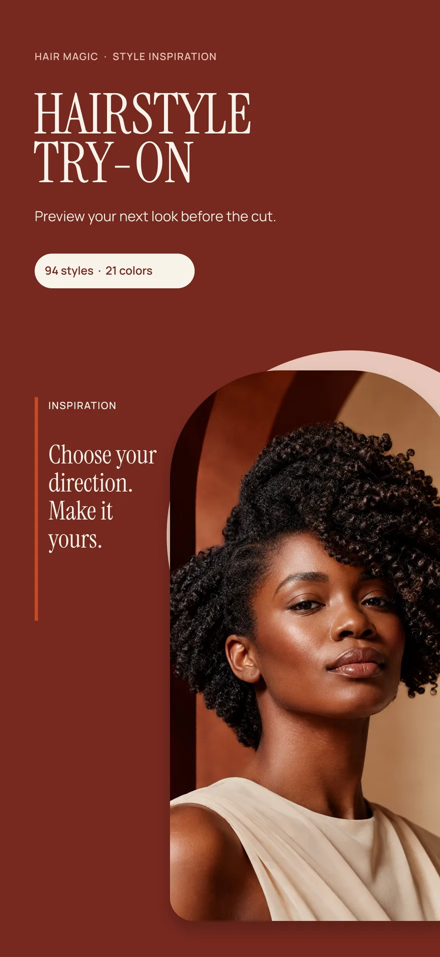 Curly hairstyle inspiration from Hair Magic’s App Store listing